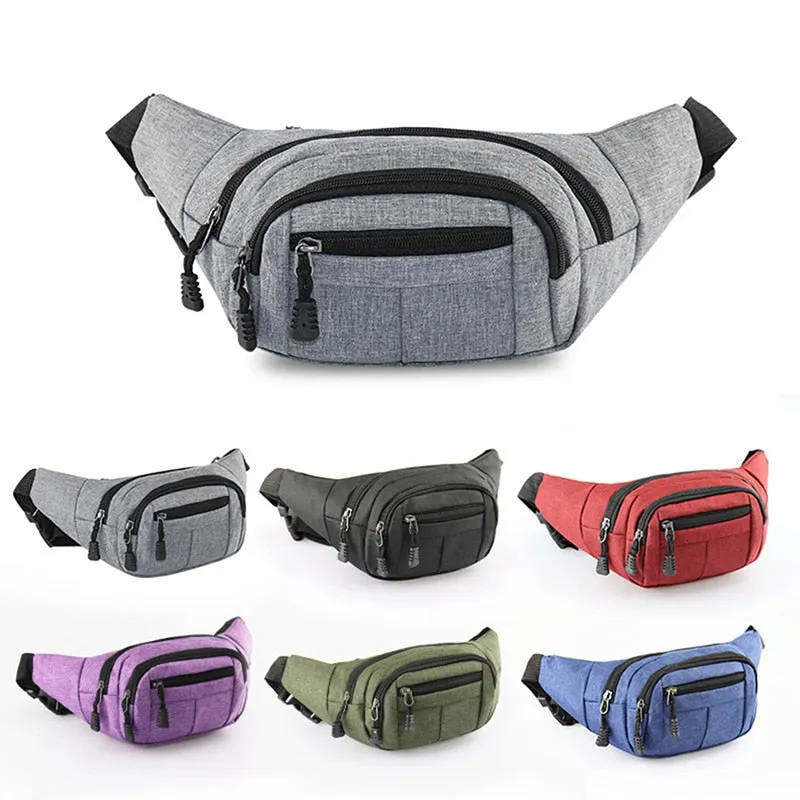 Solid Color 3 Pocket Fanny Pack Men's Wallet Purse Hip Belly Banana Bum Chest Belt Waist Bag Fanny Pack Pouch Murse Purse Kidney Row Bumbag