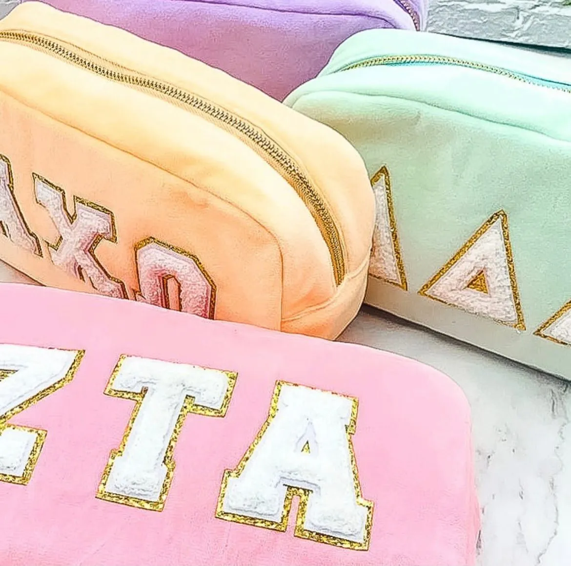 Sorority Chenille Travel Cosmetic Bag