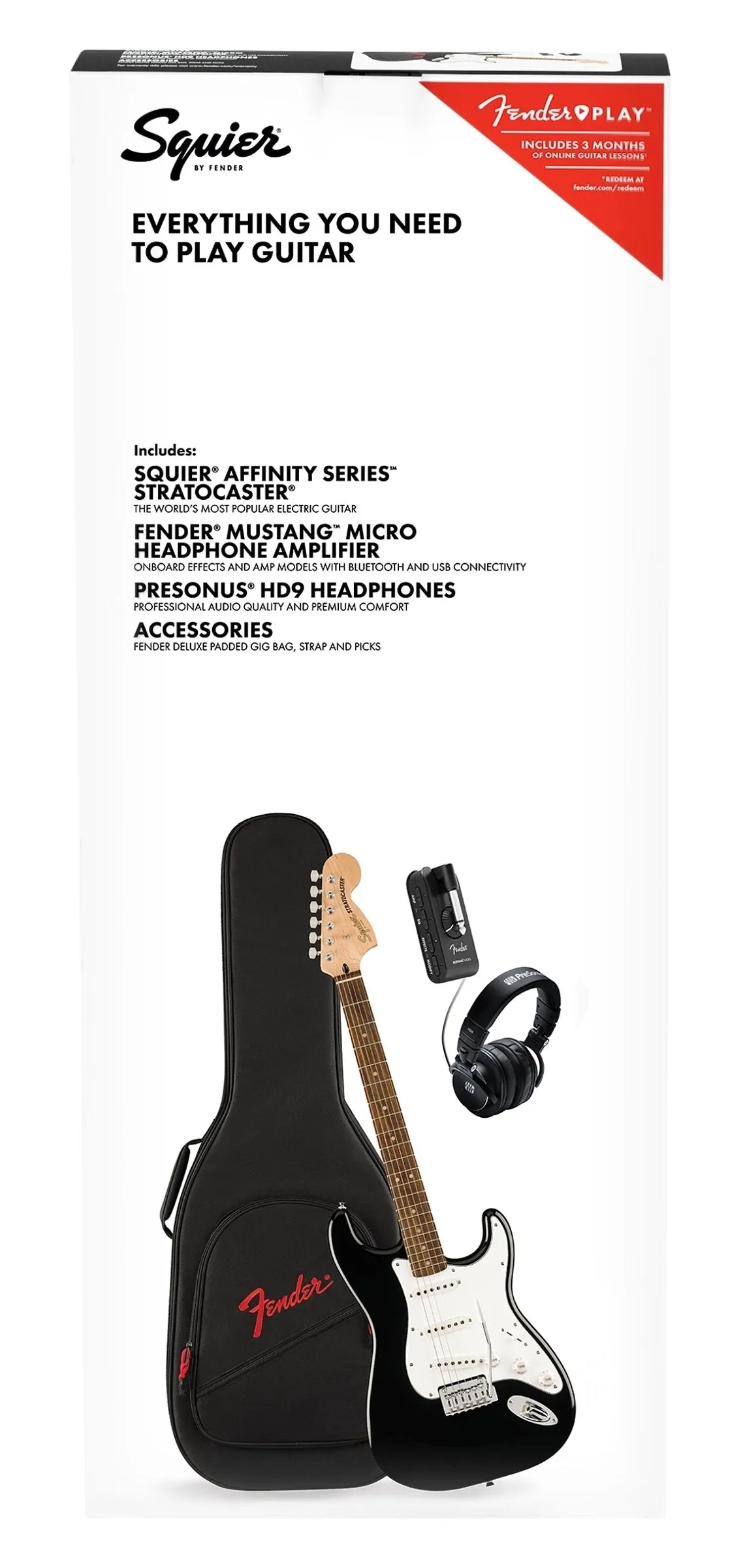 Squier Affinity Series Stratocaster Mustang Micro Pack Black