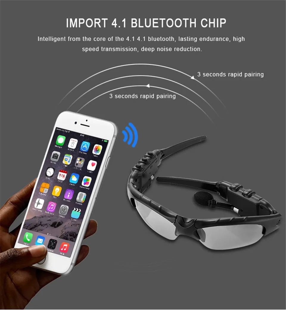 Sunglasses with Built-in Bluetooth Earphones and Mic & *** FREE Bag or FREE Lenses & Bag ***