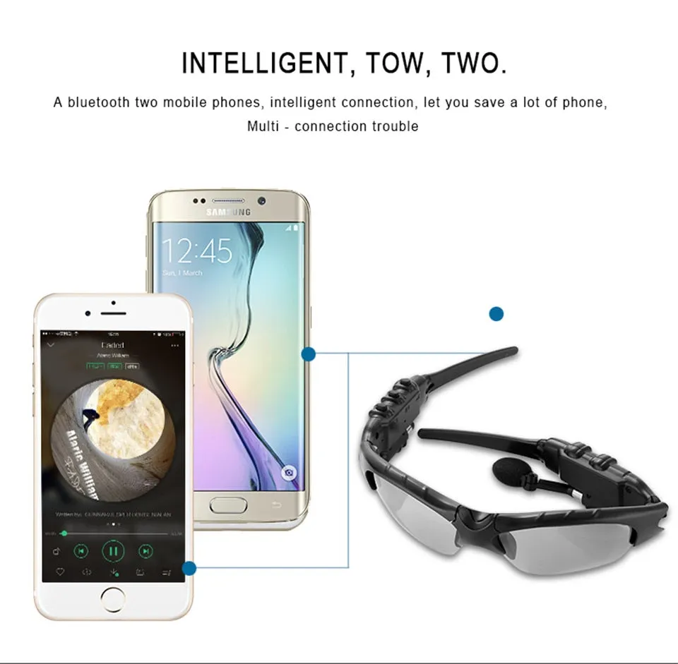 Sunglasses with Built-in Bluetooth Earphones and Mic & *** FREE Bag or FREE Lenses & Bag ***