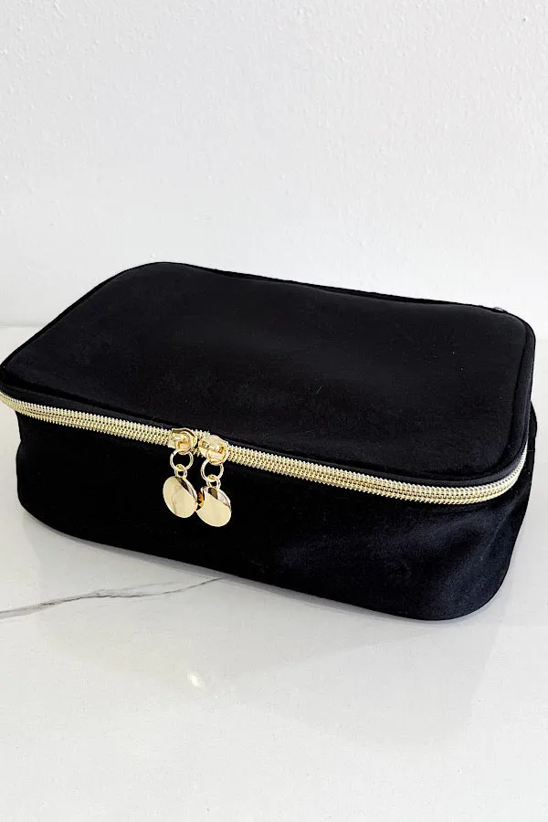 Sylvie Black Fabric Cosmetic Bag