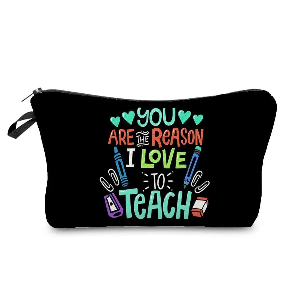 Teachers' Day Fashion Printed Cosmetic Bags Portable Makeup Organizers