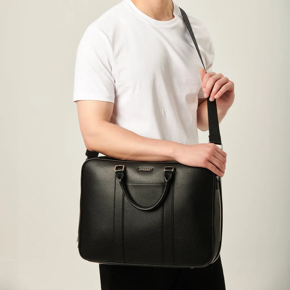 The Noah - 2-in-1 briefcase in black vegan leather