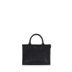 The Tania - Black Vegan Leather Mini Tote Bag