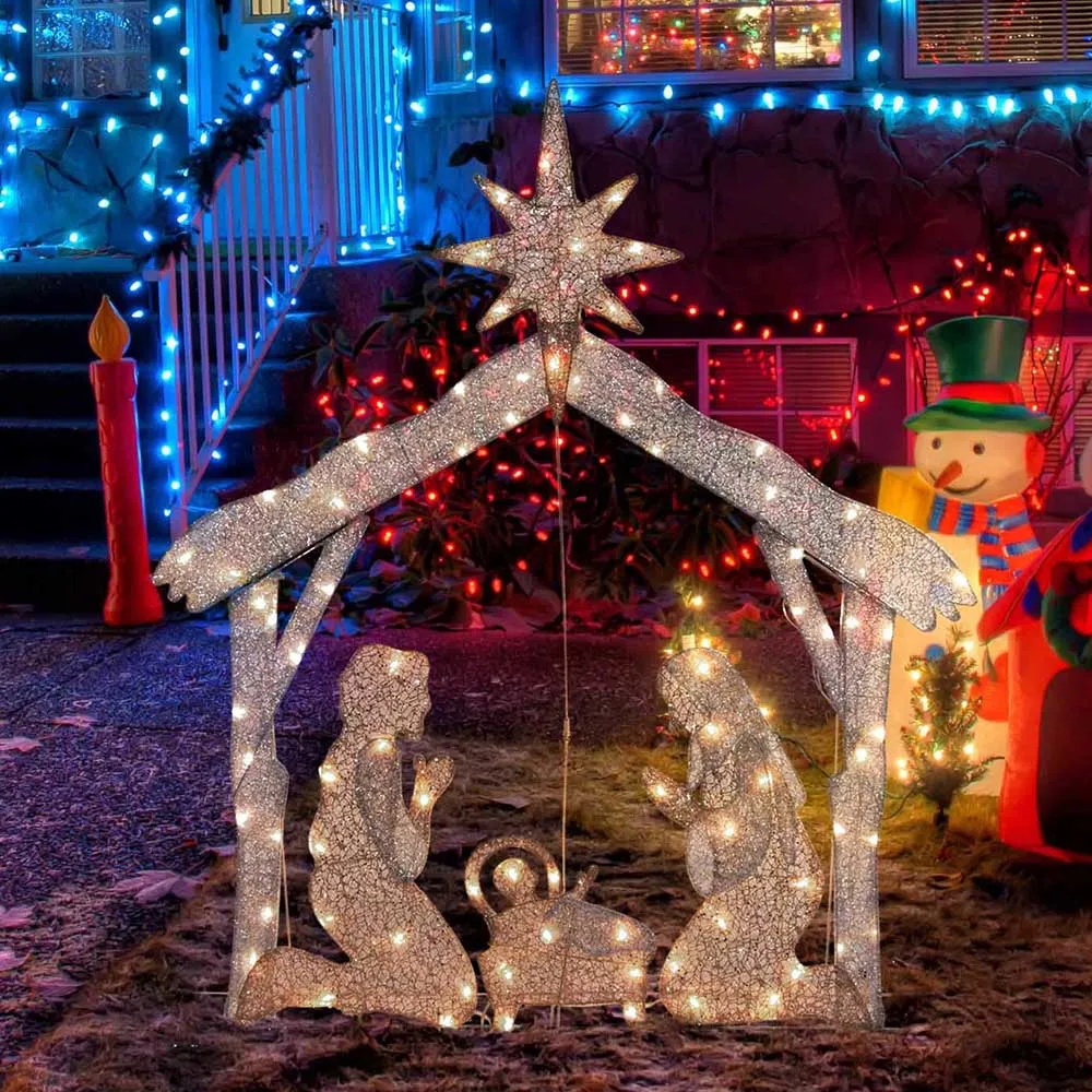 TheLAShop 4ft Outdoor Lighted Nativity Scene Large Yard Decoration