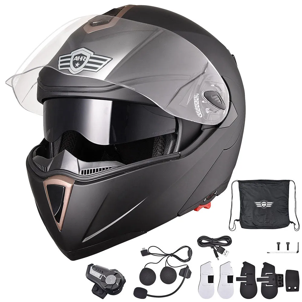 TheLAShop Bluetooth Motorcycle Helmet Black DOT Full Face