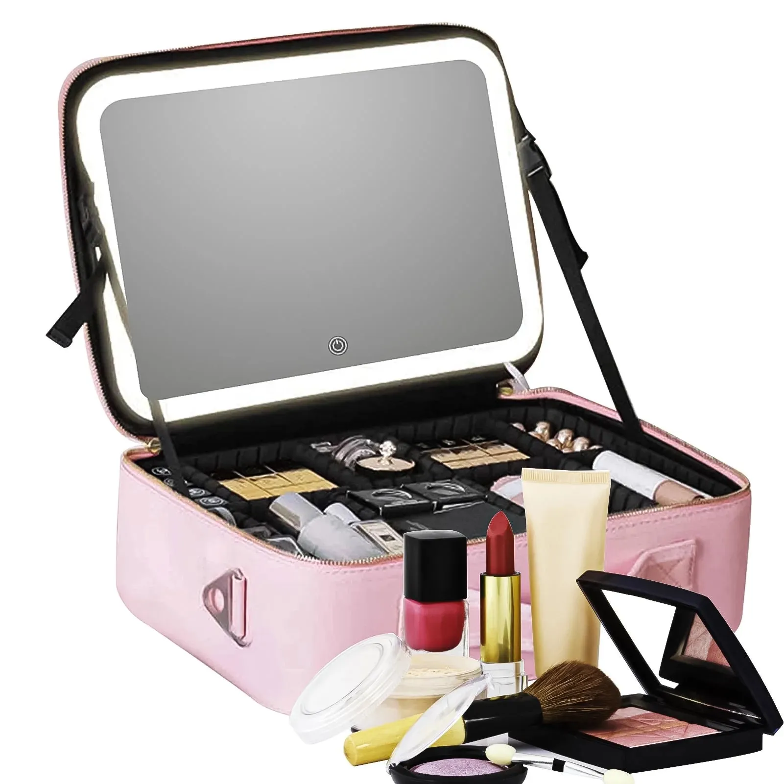 Travel Makeup Bag with LED mirror