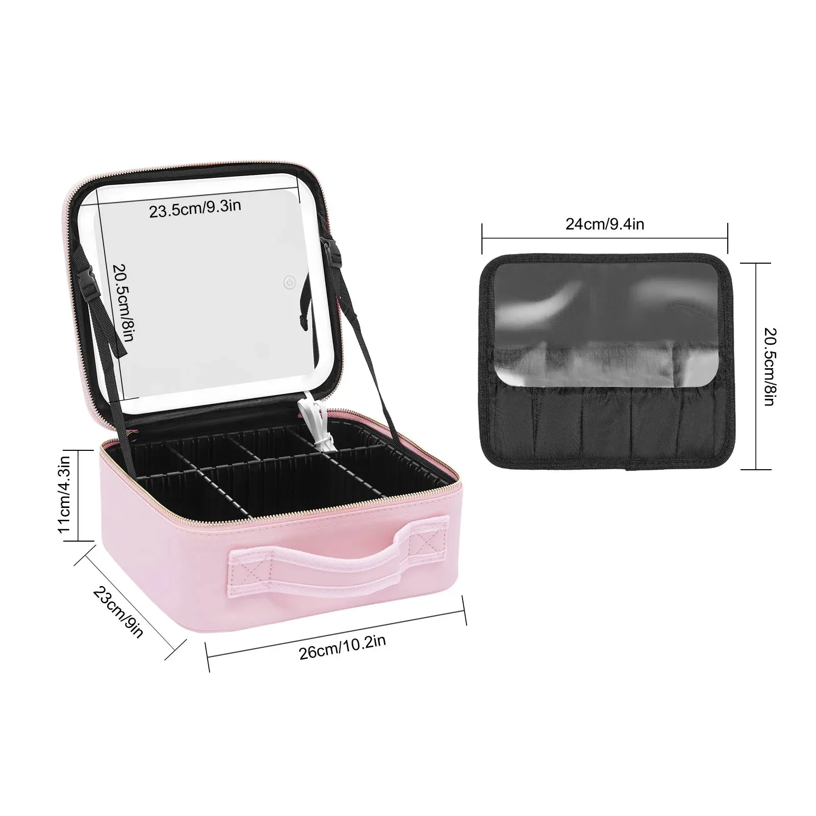 Travel Makeup Bag with LED mirror