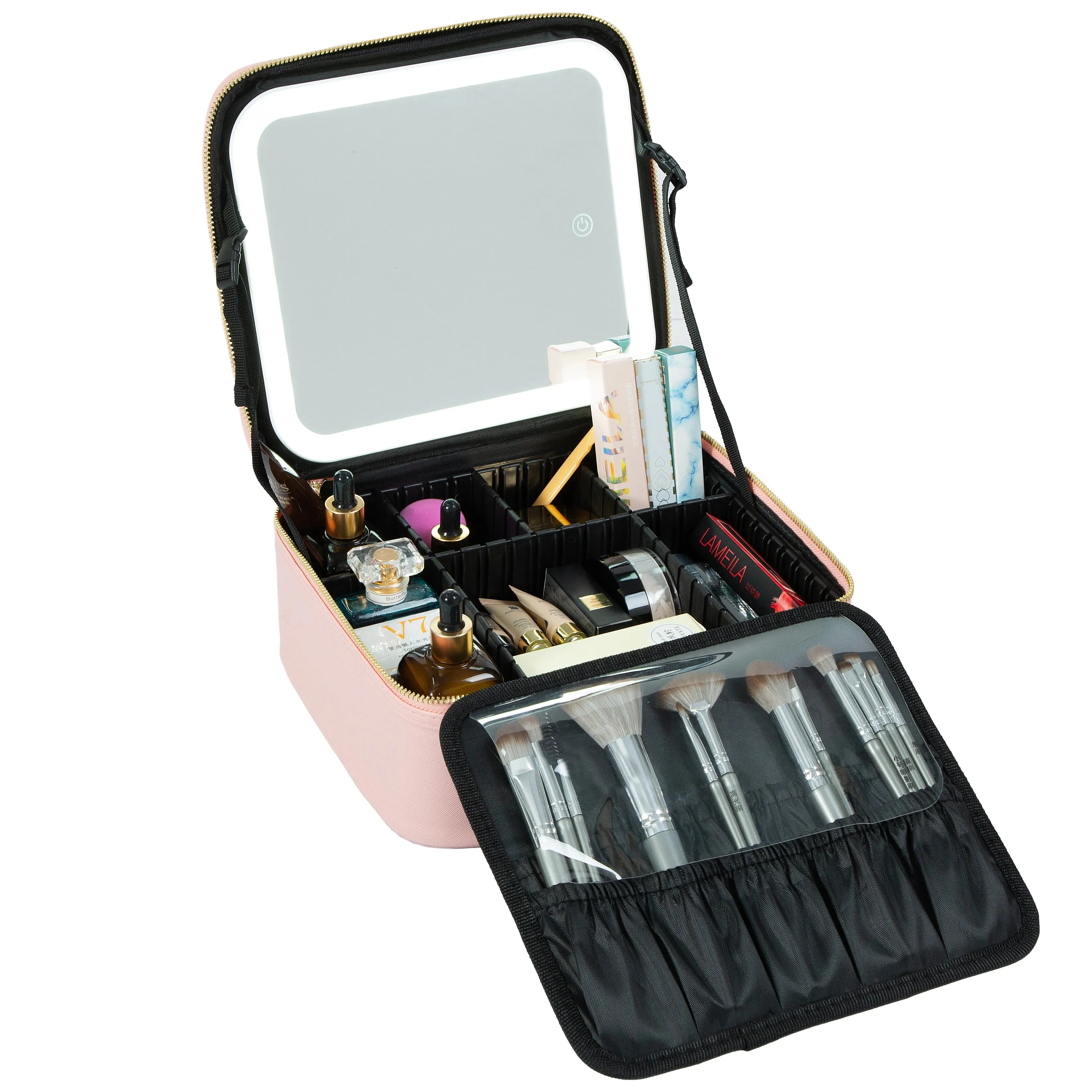 Travel Makeup Bag with LED mirror