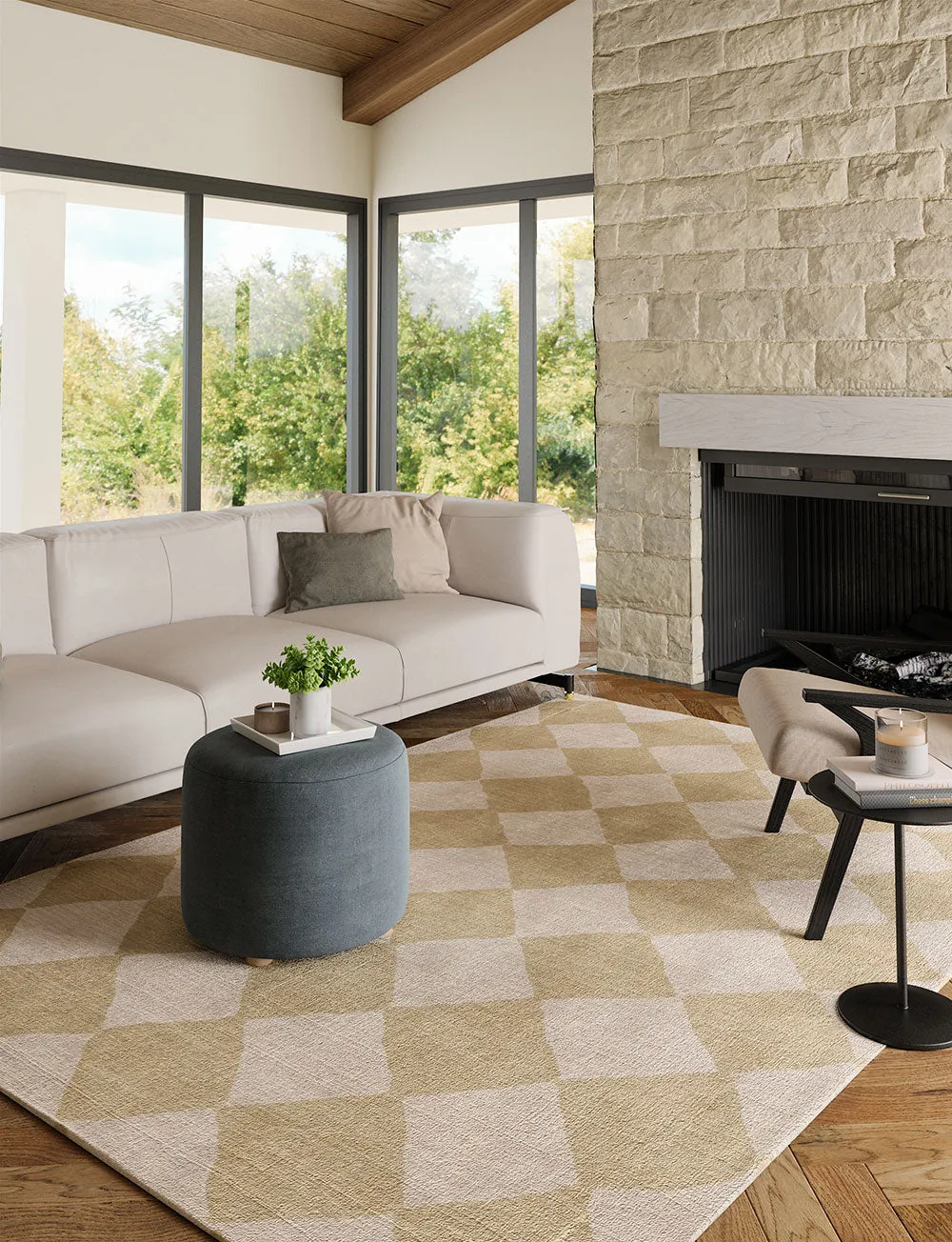 Trestres Checkered Natural & Ivory Rug