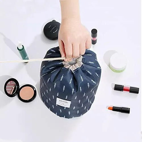 US 1-2 Pcs Large Barrel Travel Cosmetic Bag Nylon Organizer Drawstring Toiletry