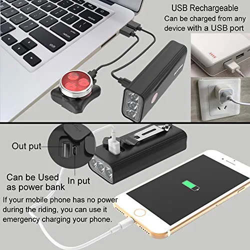 USB Rechargeable Bike Light Set