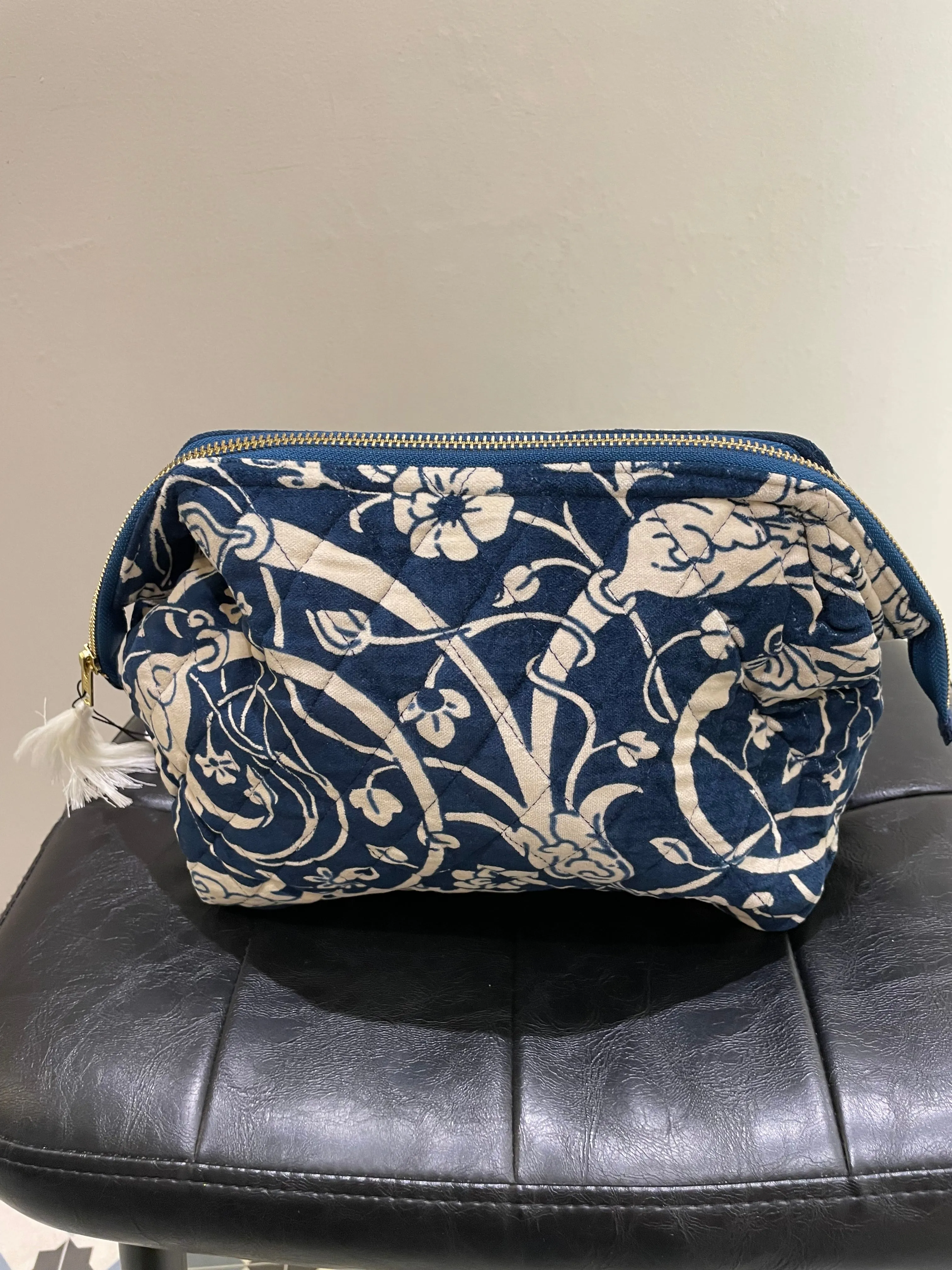 Velvet Pouch - Jaipur Blue