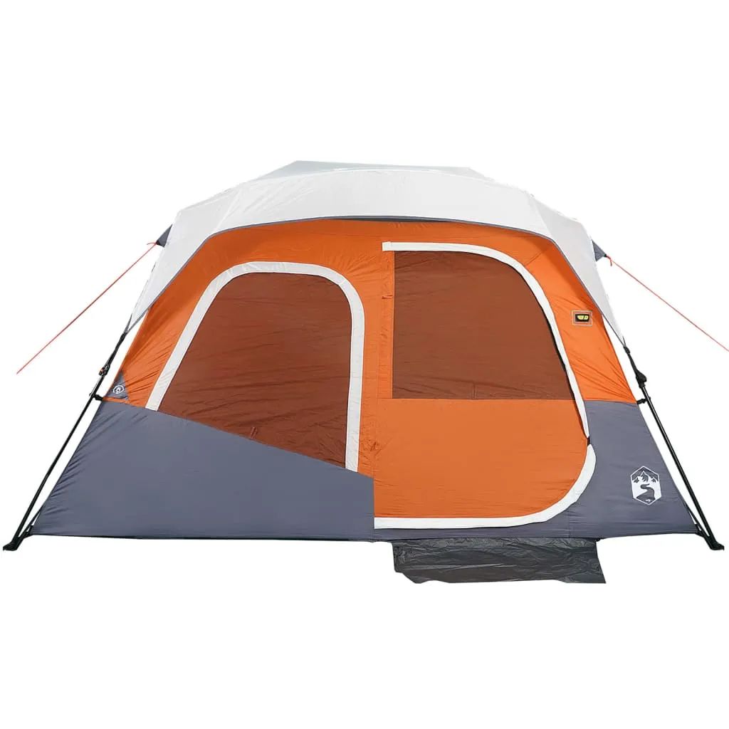 vidaXL Family Tent with LED 6-Person Light Grey and Orange Quick Release