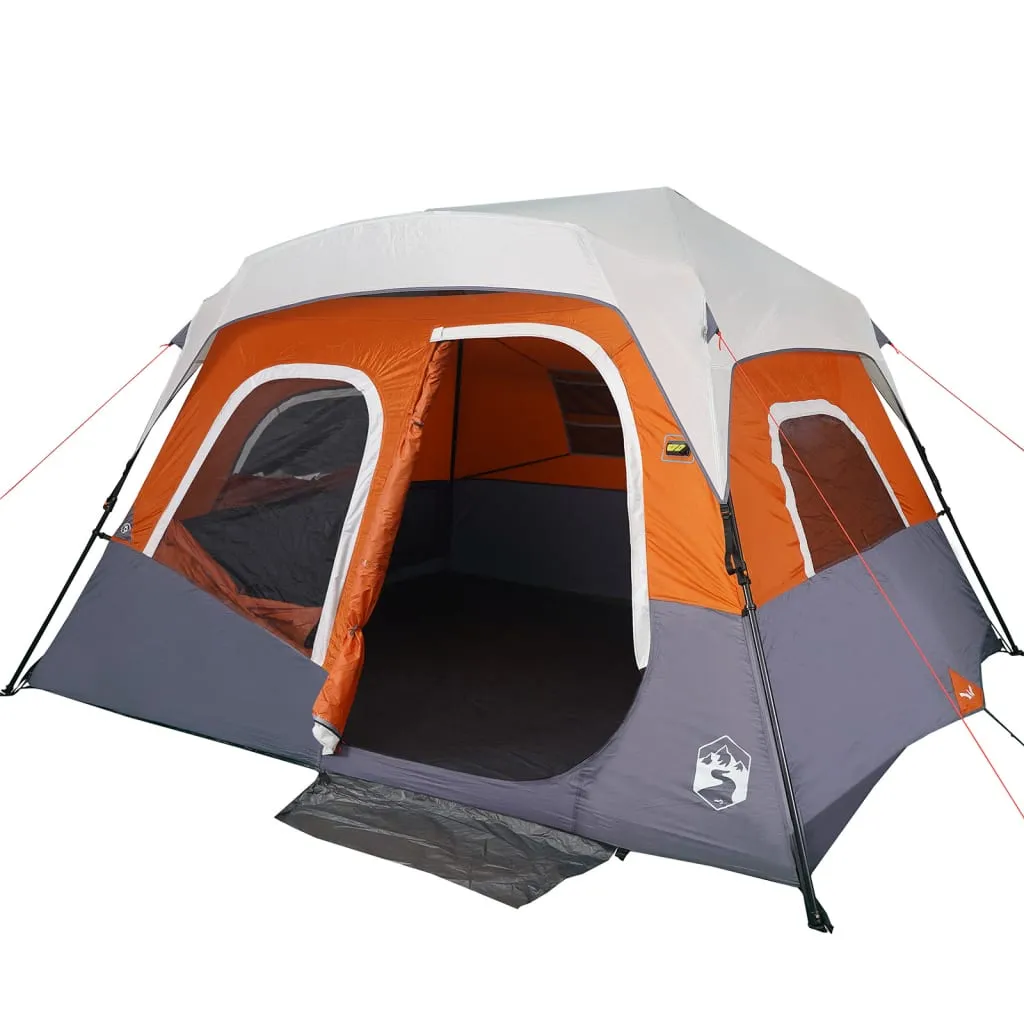 vidaXL Family Tent with LED 6-Person Light Grey and Orange Quick Release