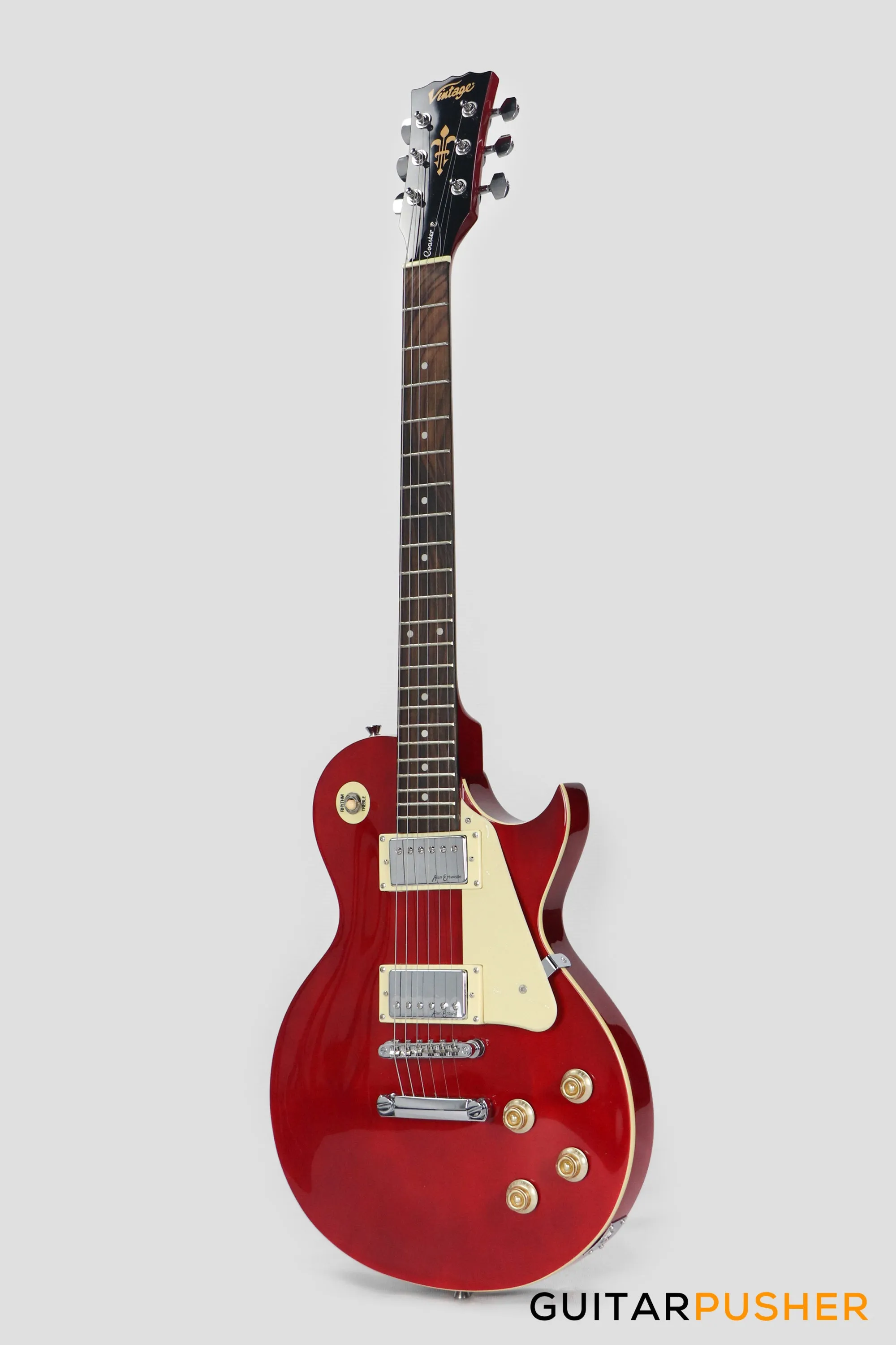 Vintage Coaster Series V10 Singlecut Electric Guitar w/ Kinsman 10-Watt Amplifier, Gig Bag, & Accessories - Wine Red