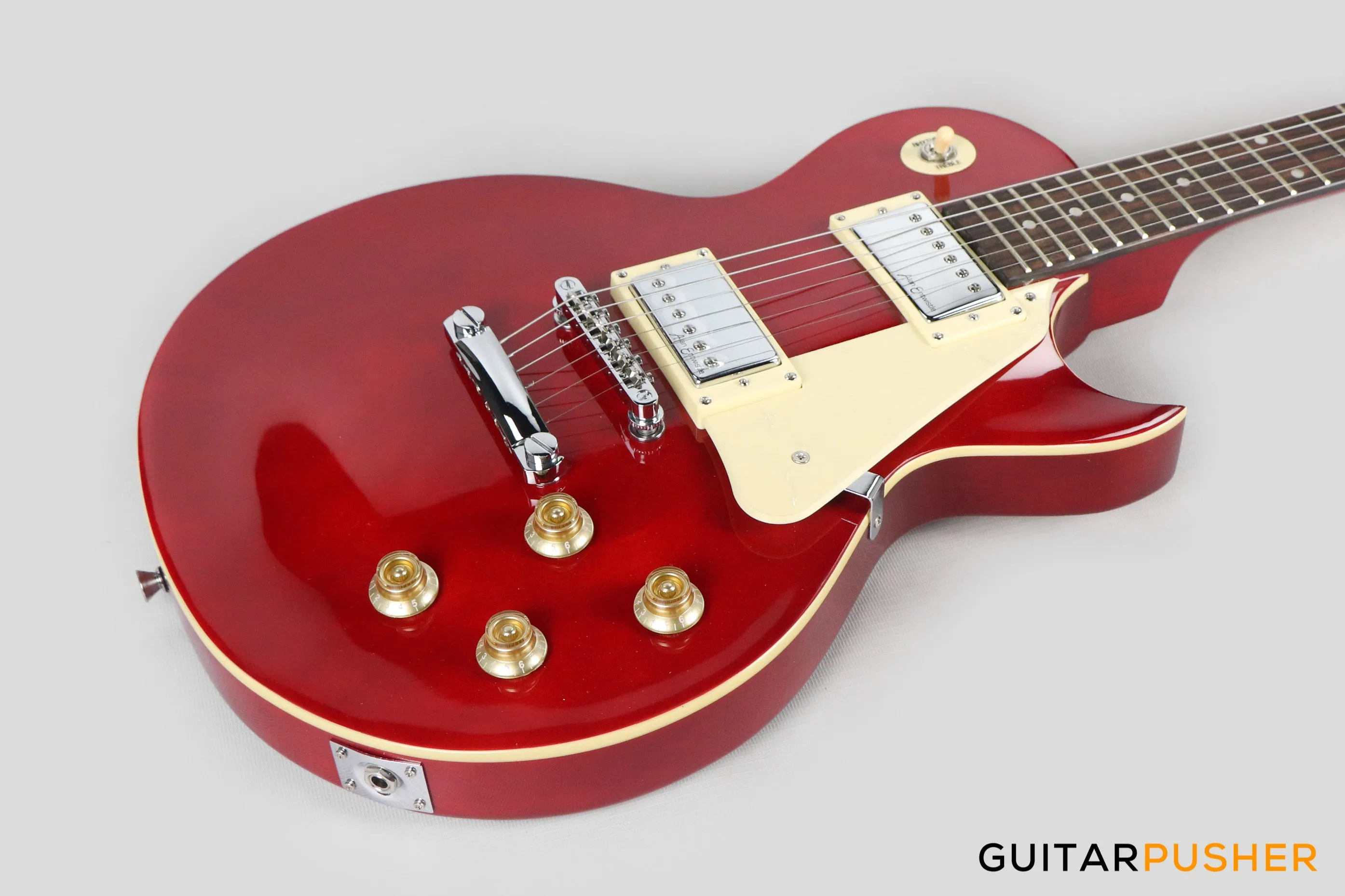 Vintage Coaster Series V10 Singlecut Electric Guitar w/ Kinsman 10-Watt Amplifier, Gig Bag, & Accessories - Wine Red