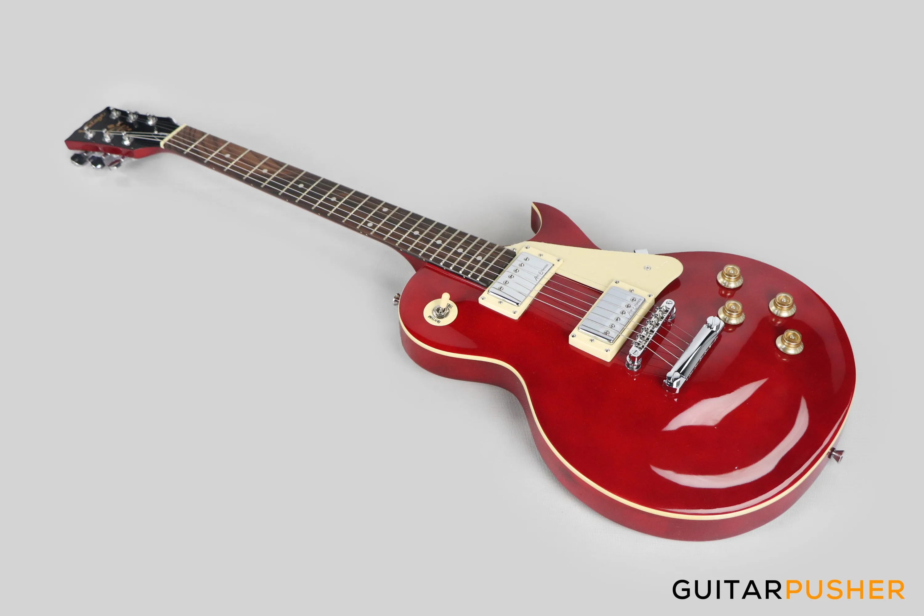 Vintage Coaster Series V10 Singlecut Electric Guitar w/ Kinsman 10-Watt Amplifier, Gig Bag, & Accessories - Wine Red