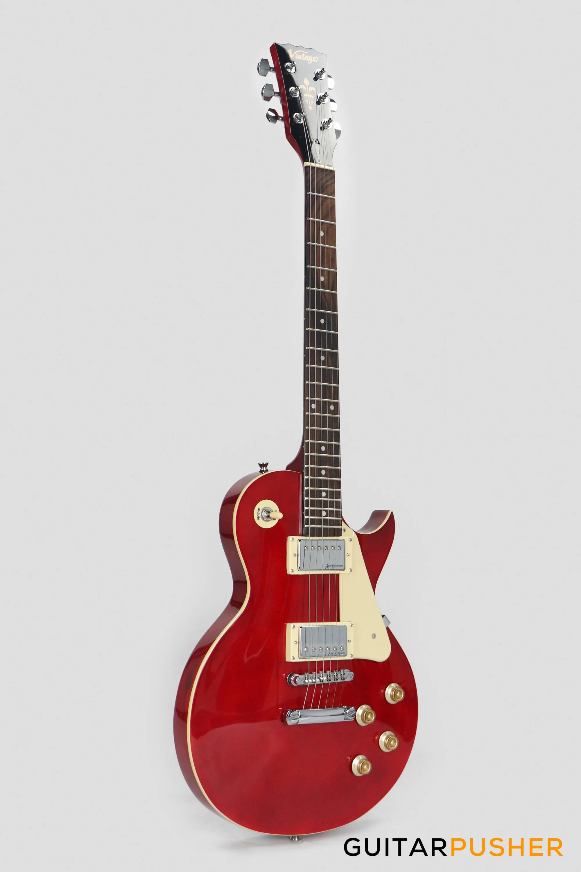 Vintage Coaster Series V10 Singlecut Electric Guitar w/ Kinsman 10-Watt Amplifier, Gig Bag, & Accessories - Wine Red