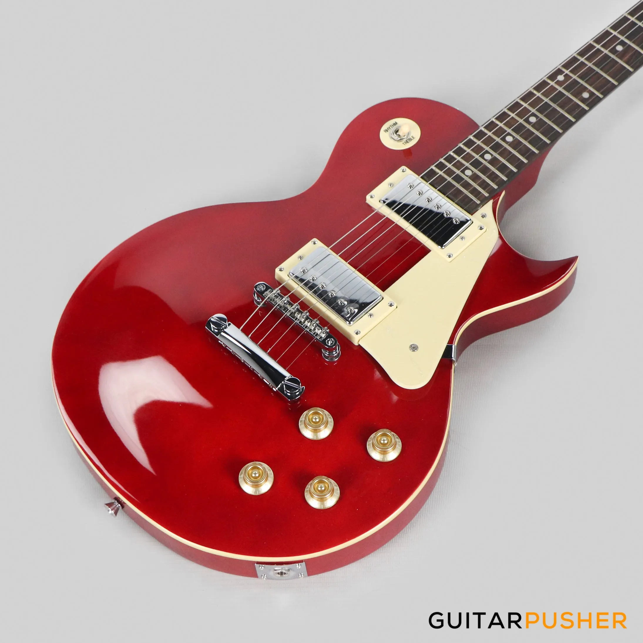 Vintage Coaster Series V10 Singlecut Electric Guitar w/ Kinsman 10-Watt Amplifier, Gig Bag, & Accessories - Wine Red