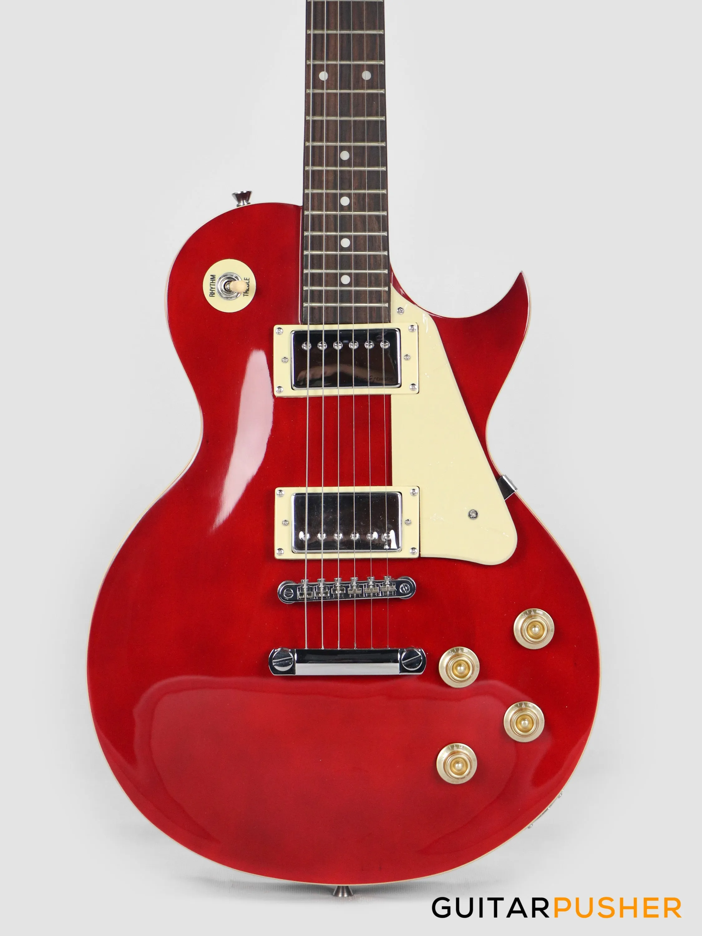 Vintage Coaster Series V10 Singlecut Electric Guitar w/ Kinsman 10-Watt Amplifier, Gig Bag, & Accessories - Wine Red