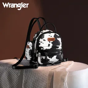 WG133-8600  Wrangler Cow Print Mini Backpack With Coin Pouch - Black