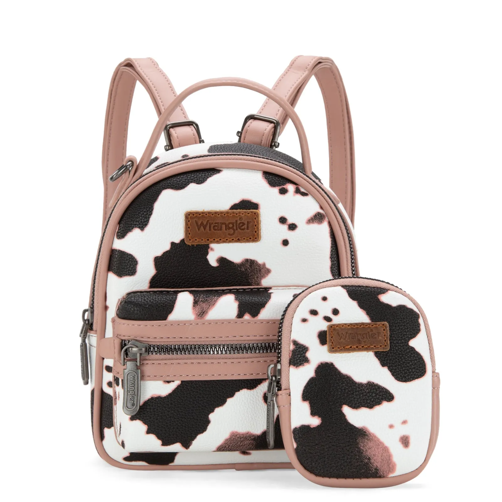 WG133-8600  Wrangler Cow Print Mini Backpack With Coin Pouch - Pink