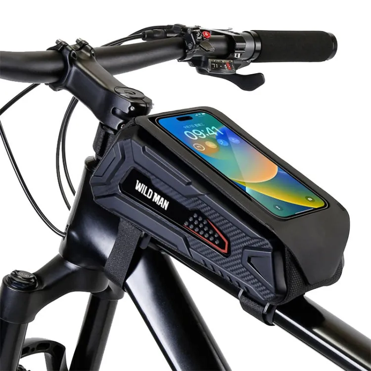 WILD MAN M90 EVA Hard Shell Mountain Bike Mobile Phone Touch Screen Waterproof Front Beam Bag(Black Gray)