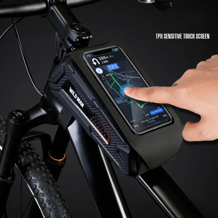 WILD MAN M90 EVA Hard Shell Mountain Bike Mobile Phone Touch Screen Waterproof Front Beam Bag(Black Gray)