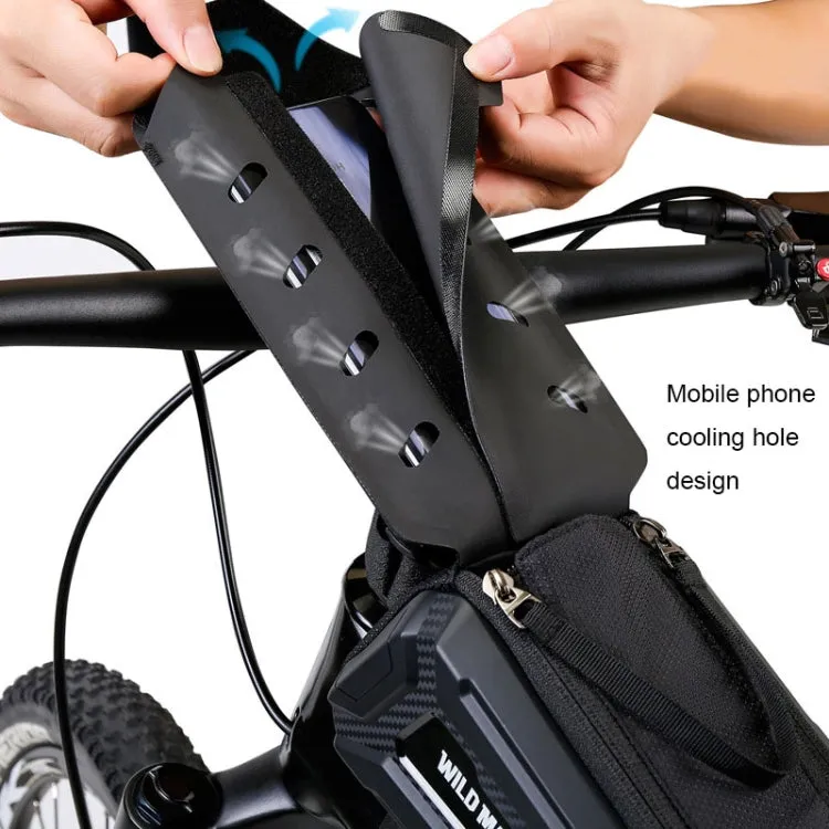 WILD MAN M90 EVA Hard Shell Mountain Bike Mobile Phone Touch Screen Waterproof Front Beam Bag(Black Gray)