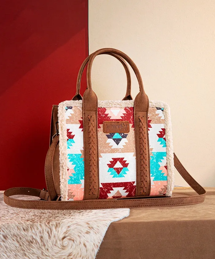 Wrangler Aztec Sherpa Trim Crossbody Purse Set