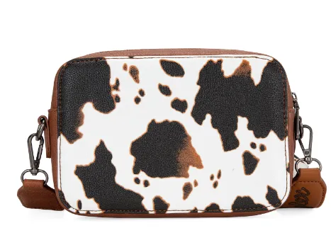 Wrangler Brown Cow Print Crossbody Purse With Wallet WG133-3003BR