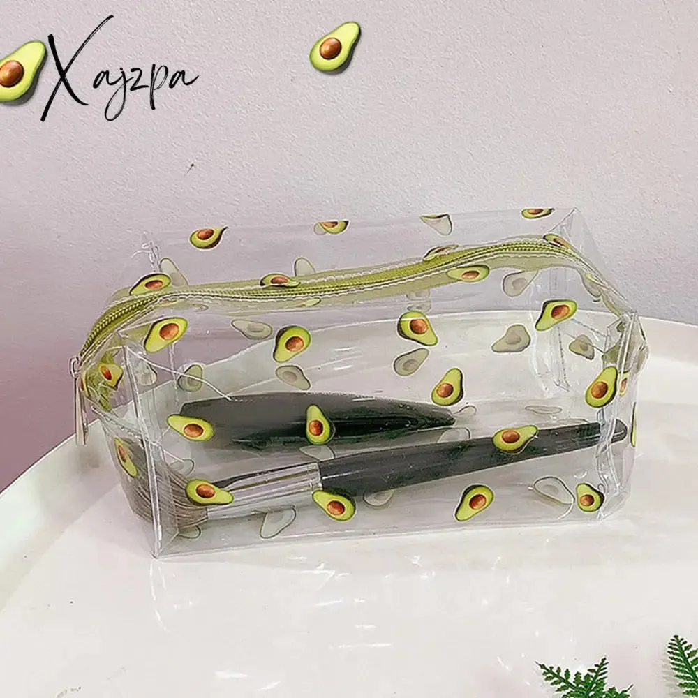 Xajzpa - Clear Makeup Bag Fashion Transparent Travel Portable Mini Wash Storage Bags Strawberry Flower Print Women Zipper Cosmetic Bag