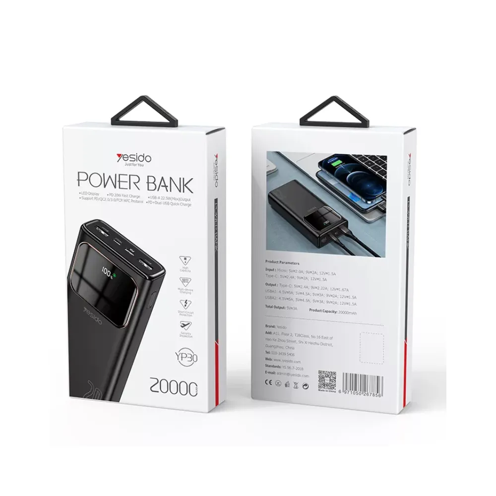 YESIDO YP30 PD 20W Power Bank 20,000mAh