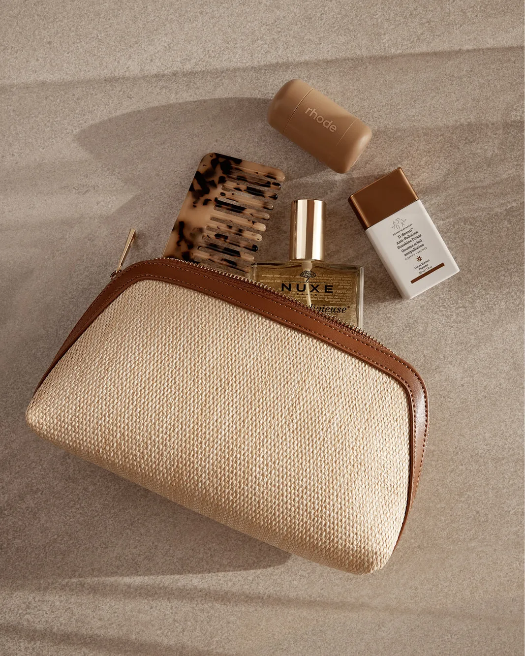 ZIP COSMETIC CASE - NATURAL RAFFIA